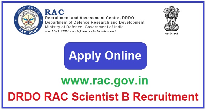 DRDO RAC Scientist B Recruitment 2023 Apply Online For 204 Post