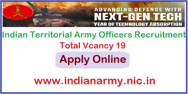 Indian Territorial Army Officers Recruitment 2025 Apply Online For 19 Post