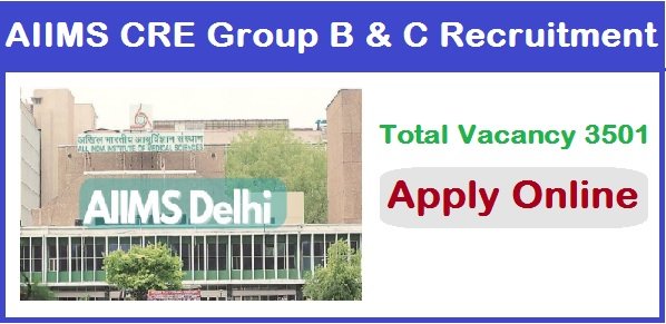 AIIMS CRE Group B & C Recruitment 2025 Apply Online For 3501 Post