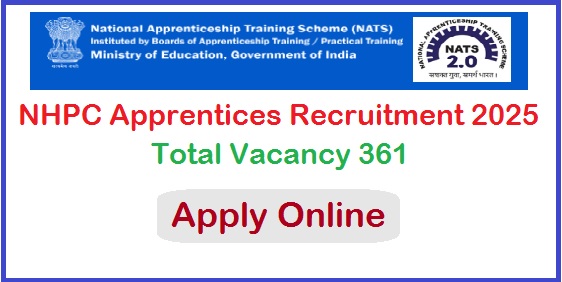 NHPC Apprentices Recruitment 2025 Apply Online For 361 Post