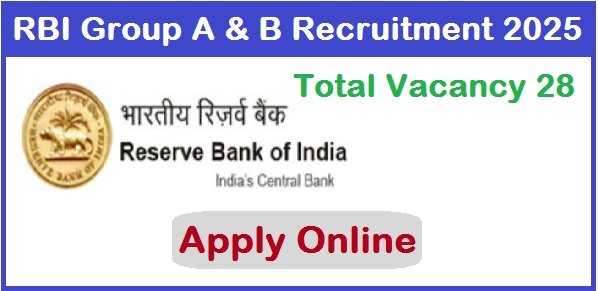 RBI Group A & B Recruitment 2025 Apply Online For 28 Post